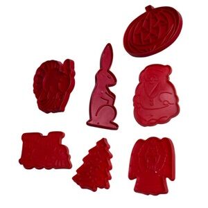 Vintage Set Occasion Cookie Cutters Red Thanksgiving Christmas Halloween Easter